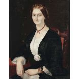 Gabriele Castagnola (1828-1883), Ritratto di Donna con peonia, 1855 olio su tela, cm 88x69,