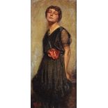 Lino Selvatico (Padova 1872 - Treviso 1924), ambito di, Figura femminile olio su tela, cm 130x60