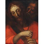 Scuola Toscana del XVI secolo, Ecce Homo olio su tavola, cm 52,5x38,5