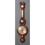 A 19th Century mahogany cased hydrometer, thermometer by Caiano of Canterbury, with 8ins silvered