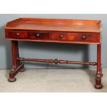 A Victorian mahogany tray top washstand, with moulded and rounded corners, fitted two frieze