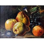 George Walter Harris (fl. 1864-1893) - Oil painting - Still life of apples, pears and grapes, canvas