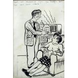 Ronald "Neb" Niebour (1902-1972) - Nine black and white ink cartoons produced for the Daily Mail,