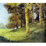 Franceso Pablo Besperato (1900-1963) - Oil painting - Grassy bank with trees, canvas 19.25ins x