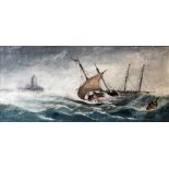Richmond W. Markes (19th/20th Century) - Watercolour - Shipping scene with headland, 6ins x 13ins,