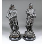 A pair of 19th Century French bronzed spelter figures - "The Black Prince" and "King Richard",