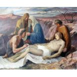 G. Ducros (20th Century Continental School) - Oil painting - The body of Christ with figures in a