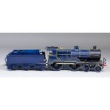 A scratch built 'O' gauge electric 4-4-0 tank locomotive, 9ins long, in blue  livery, with tender