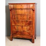 An early 19th Century Dutch figured mahogany chest of drawers in the "Biedermeier" manner, fitted