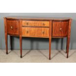 An Edwardian inlaid mahogany sideboard of Georgian design by Adolphus Davis, fitted two drawers