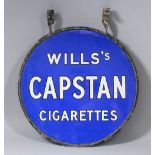 A good early Wills' Capstan Cigarettes double sided circular enamel hanging advertising sign with
