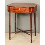 A George III mahogany octagonal occasional table inlaid with rosewood and satinwood bandings, fitted