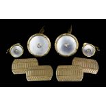 A pair of late Victorian gentleman's 14ct gold mother of pearl and diamond set circular pattern