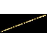 A modern 9ct gold 220mm flat curb link pattern bracelet (gross weight 16 grammes)