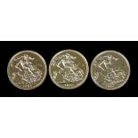 Three Elizabeth II gold proof Sovereigns, 1980, 1981 and 1982 (all in Royal Mint vinyl cases of