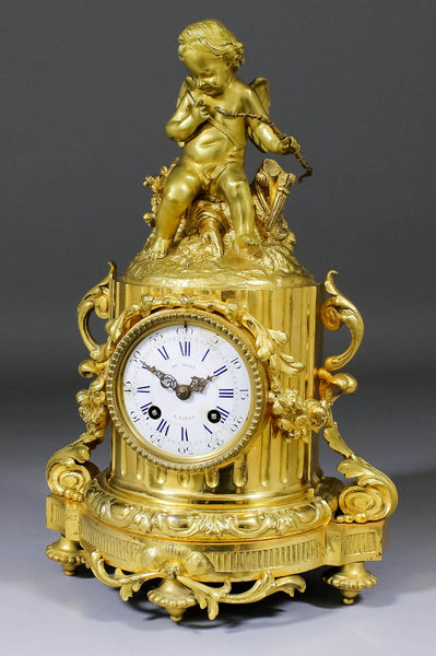 A 19th Century French ormolu cased mantel clock by Henri Marc of Paris, No. 28714, the 3.25ins