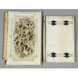 A 19th Century French (Dieppe) ivory rectangular note case, the face carved in bold relief with a