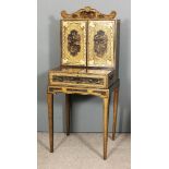 An Anglo Chinese lady's dark brown lacquer and gilt decorated Bonheur du Jour/dressing table, the