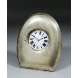 A Continental "800 Standard" silver framed and mahogany backed stand for a pocket watch, inset