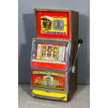 A 1970's Greaves Amusements 2p coin-in-the-slot "One Armed Bandit" with chromium plated and