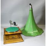 Early 20th Century H.M.V. horn gramophone - "Intermediate Monarch" model, the oak cased gramophone