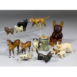 Two Continental cold painted bronze figures of a horse and a foal, 3ins x 2.25ins high, and a