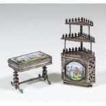 An early 20th Century Continental silver and enamel novelty miniature box modelled in the form of an