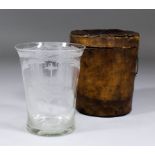 A 19th Century Continental glass beaker engraved with out-stretched arms beneath the Cross within