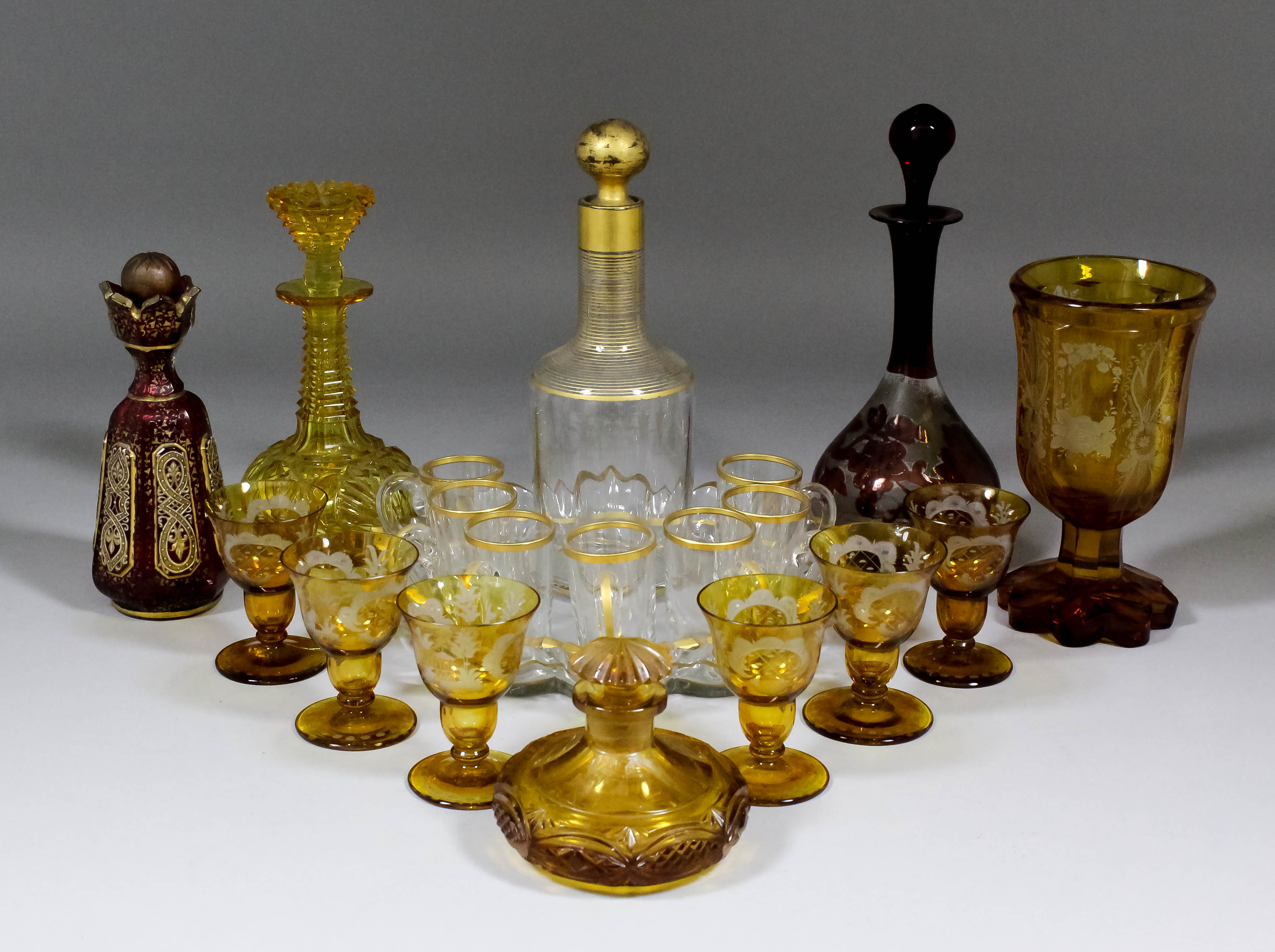 A small quantity of 19th and 20th Century English and European glassware, including - deeply cut