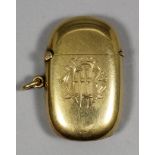 An Edward VII plain 18ct gold rectangular vesta case, 50mm x 32mm, by The Goldsmiths &