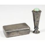 A George IV silver rectangular snuff box with engine turned ornament and rectangular cartouche to