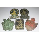 Two late 18th/early 19th Century painted pressed copper fire insurance marks - "Norwich Union", each