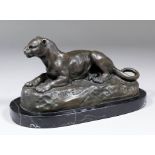 After Antoine-Louis Barye (1795-1875) modern recast bronze - "The Panther of Tunis", 4.25ins high,