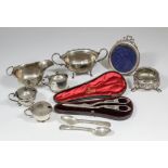 A pair of late Victorian silver grape scissors cast with shells, gadroon mounts and rose, 7.25ins
