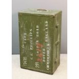 An early 20th Century gentleman's green painted travelling trunk, formerly the property of Captain