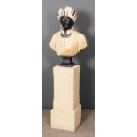A modern alabaster marble and serpentine stone bust of a Moorish boy, 34ins high (slightly chipped