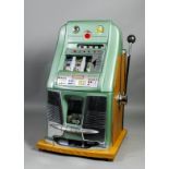 A 1960s American Mill's "Bell-O-Matic" 6d-in-the-slot one armed bandit - "Jackpot" model, in green