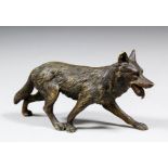 An Austrian cold painted bronze figure of a fox, 2.75ins high x 5ins overall (paint mostly worn from