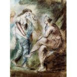 Follower of Angelica Kauffmann (1741-1807) - Pastel - Three classically attired female figures in