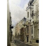 Denys Wells (1881-1973) - Two watercolours - "Lombard Street, St. Edmund The Martyr", 22ins x 15ins,