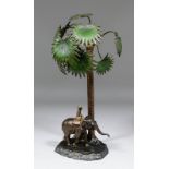 An early 20th Century Austrian cold painted bronze electric table lamp modelled in the form of an