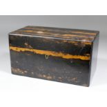 A Victorian coromandel wood rectangular two division tea caddy, the interior with two lidded