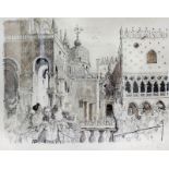 John Stanton Ward (1917-2007) - Limited edition coloured etching - "Piazzella San Marco, Venezia"