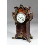 A late 19th Century French red tortoise-shell and gilt metal mounted mantel clock, No. 1253352,