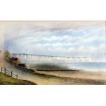 W.A. Earp (19th/20th Century) - Watercolour - Coastal scene with white cliffs, 6.25ins x 10ins,