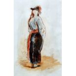 Paul Gouvarni (1806-1866) - Pen, brush, watercolour and gouache - Study of a standing figure, 11.