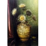 Bernardus Arps (1865-1938) - Oil painting - "Dried Silver Thistles in a Vase", panel 25ins x 17.