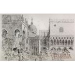 John Stanton Ward (1917-2007) - Artists proof etching - "Piazzella San Marco, Venezia", 15ins x 22.