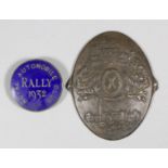 A 1932 enamel Royal Automobile Club Rally badge, made by the Birmingham Medal Company, 1.25ins