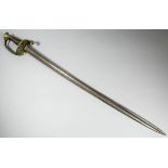 A French 1845 model Marine Infantry Officers sword, the 30ins blade with spine engraved and dated